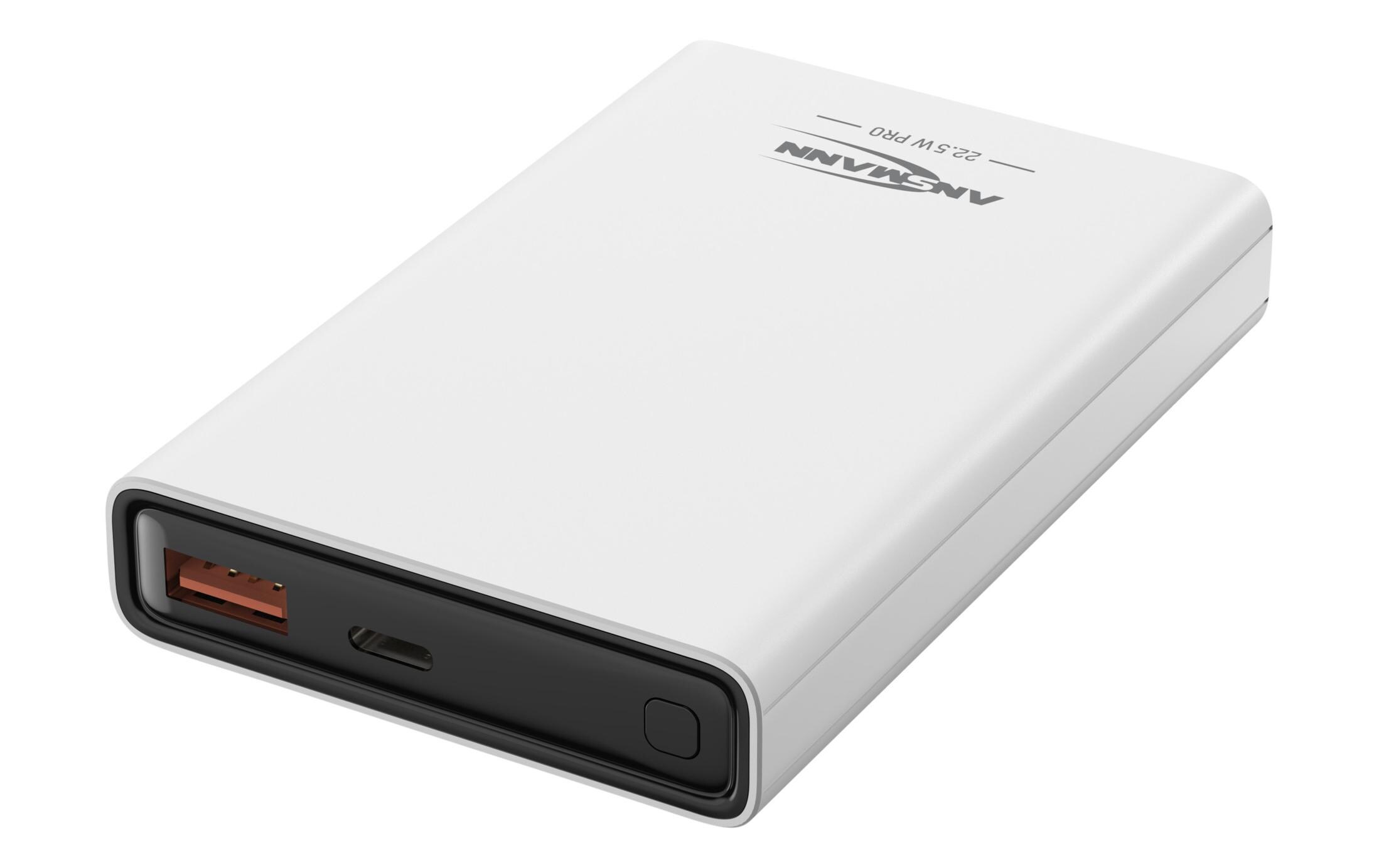 Powerbank PB222PD, 10000 mAh, WeissMobiler, schnellladefähiger Zusatzakku mit zwei USB-Ladebuchsen