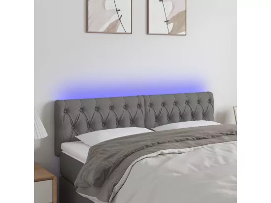 Tête de lit à LED Gris foncé 160x7x78/88 cm Tissu
