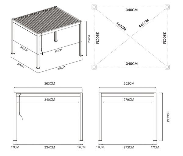 Weide Classic Pergola 3x3,6 Alu-Stahl, ca.