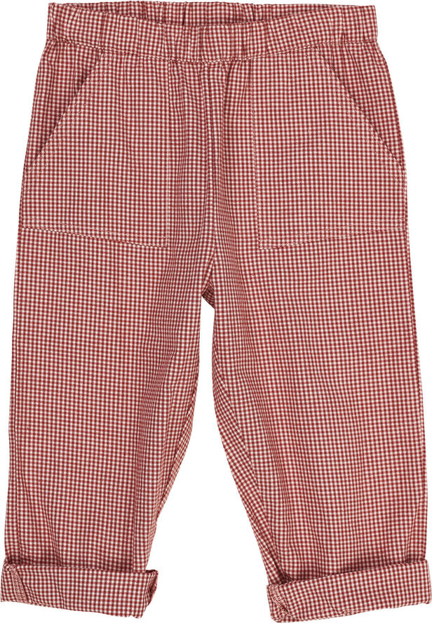 Copenhagen Colors CHECK PANT WITH ELASTIC AT THE WAIS Red check combi