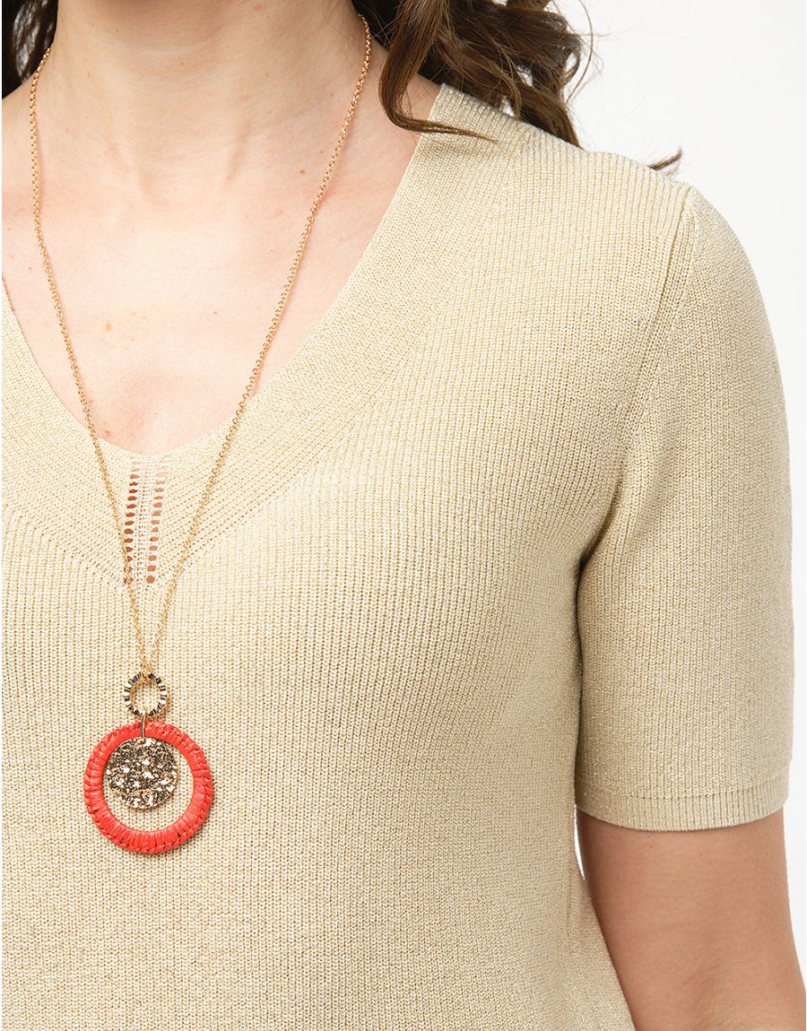 Pull écru fil doré