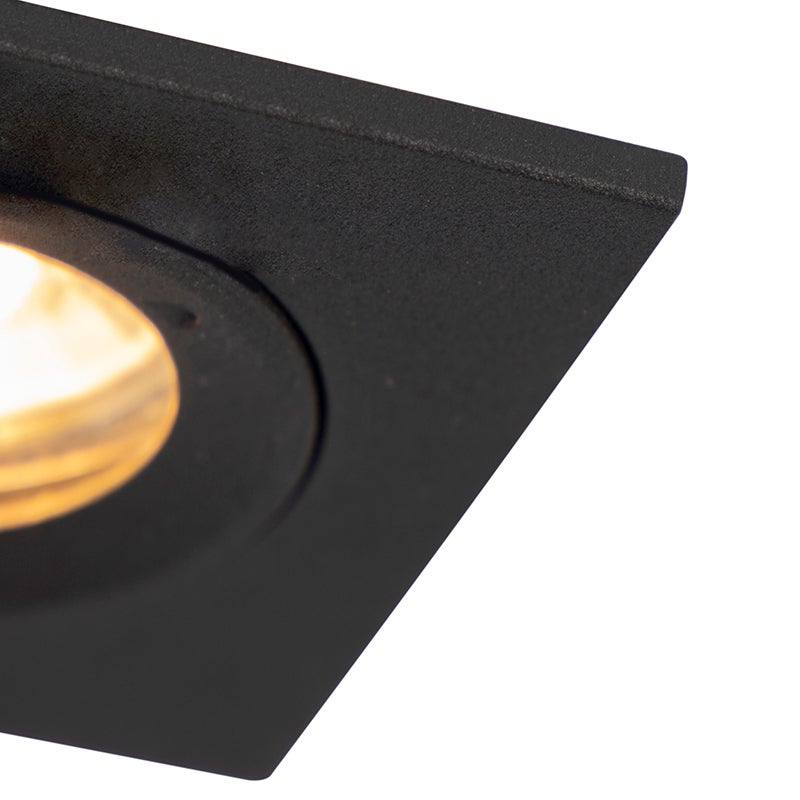 Moderne inbouwspot, zwart, IP44 - Xena Square