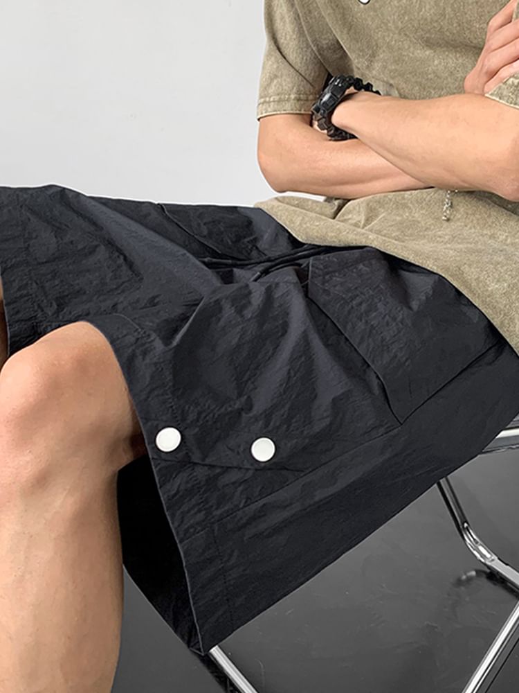 emeisa - Effen shorts met trekkoord en drukknopen