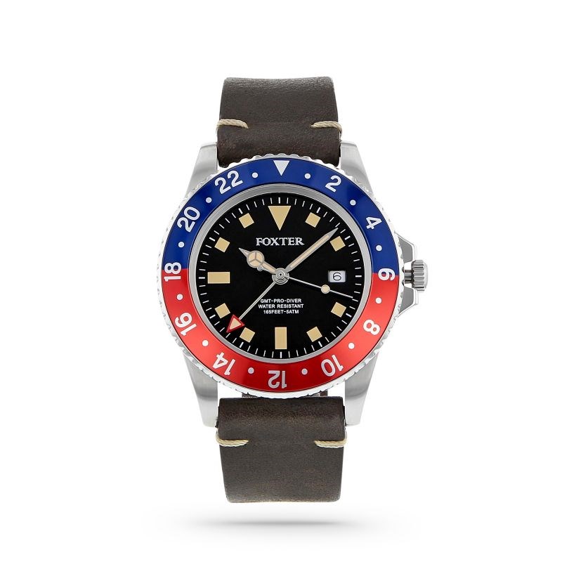 Montre Homme Foxter Sixties bracelet cuir noir, boitier acier et fond noir - SIXTIES4