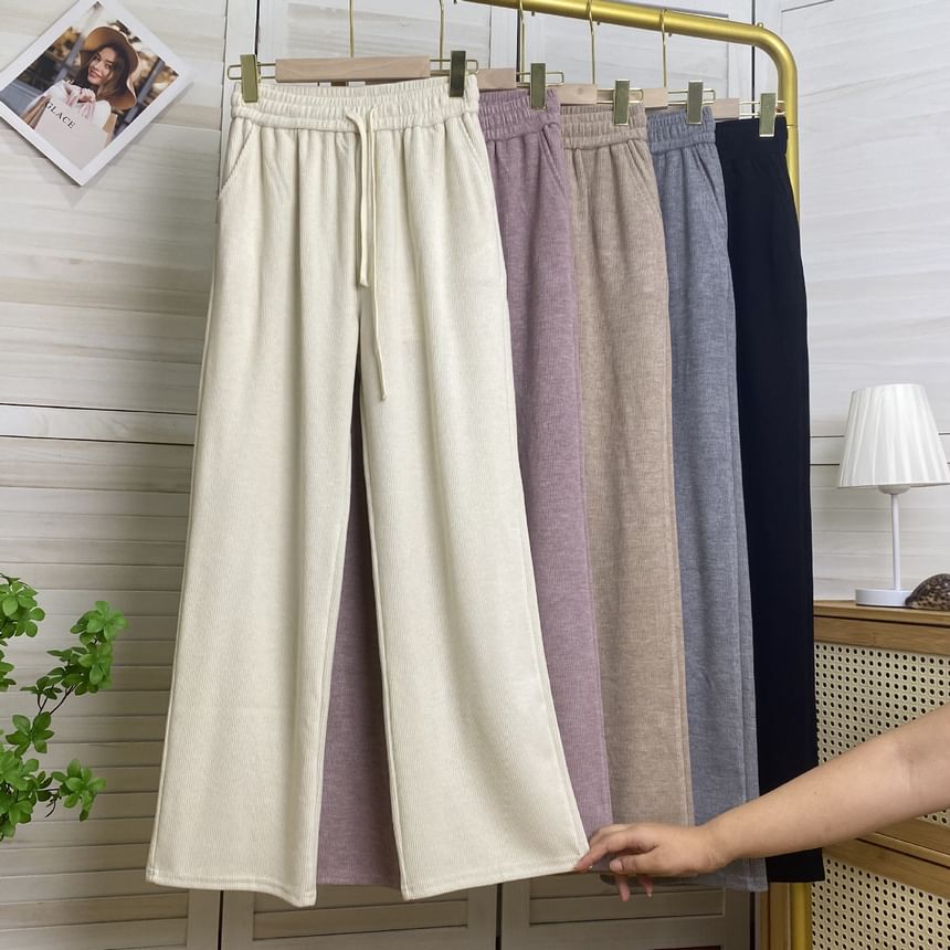 DIYI - Corduroy broek met wijde pijpen en trekkoord