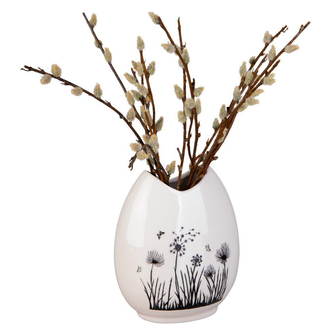Vase - oval mit Blumenmuster - ca. 16 x 10 x 18,5 cm