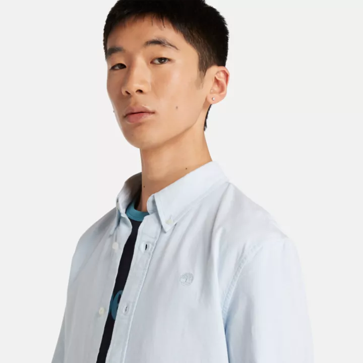 Chemise oxford à manches longues pour homme en bleu clair