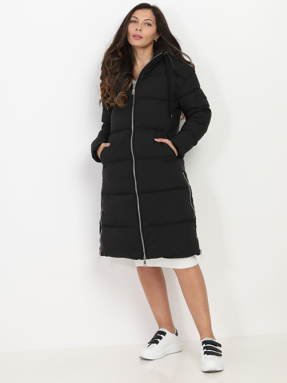 Doudoune oversize à zips- Noir