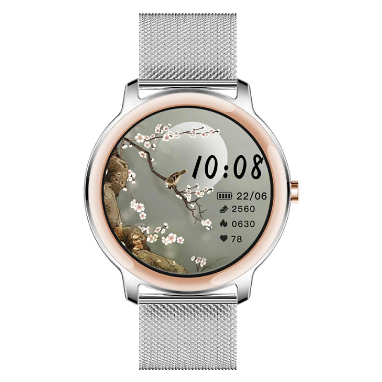TPFNet Smart Watch / Fitness Tracker IP67 für Damen - Milanaise Armband - Android & IOS - Silber