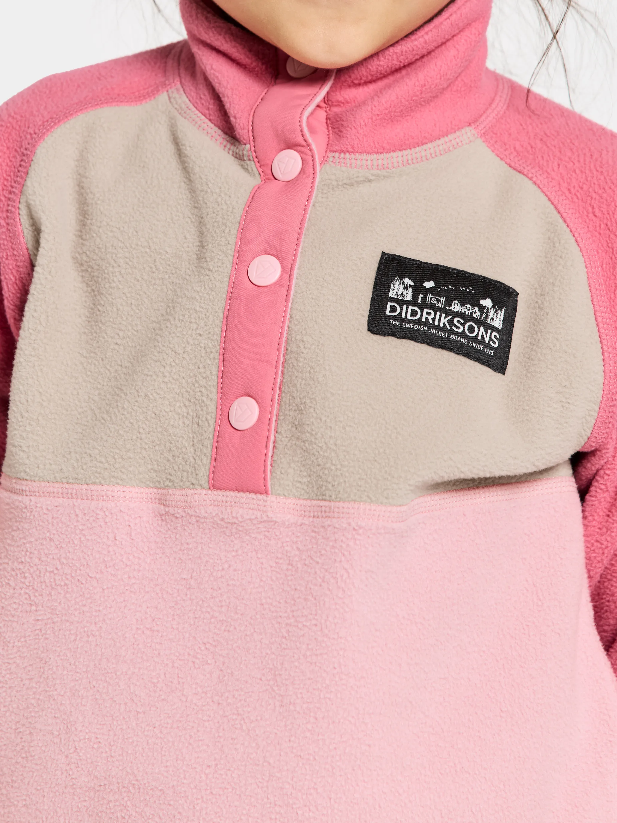 Didriksons Kids' Monte Half Button 4 Soft Pink