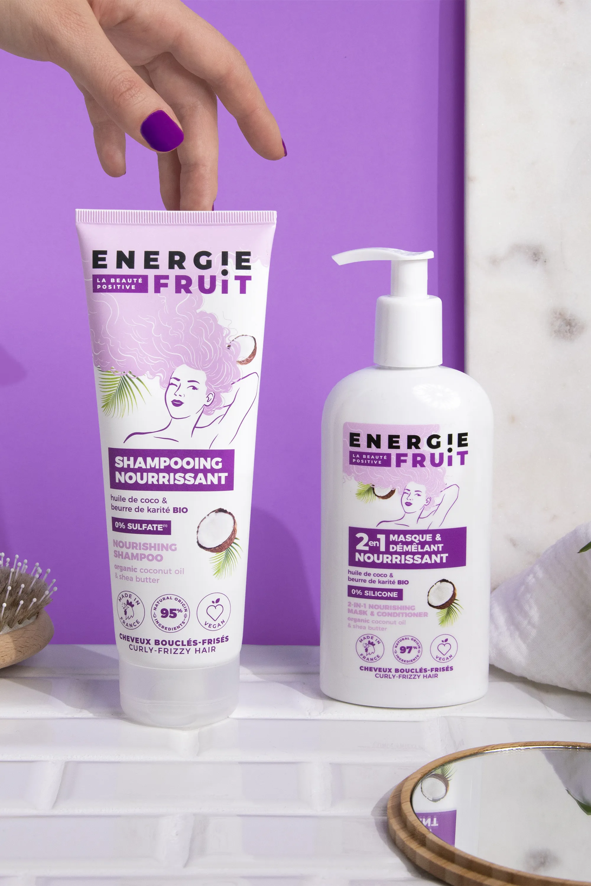 Energie Fruit Masque capillaire 2-en-1 pour cheveux bouclés au coco & beurre de karité-300 ml