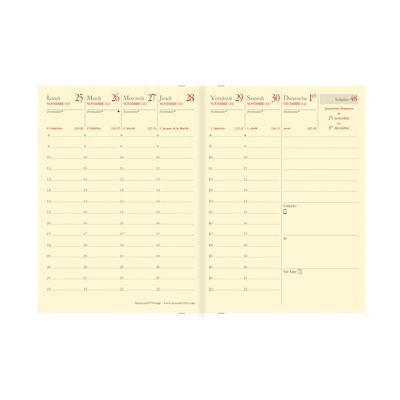 Agenda Marlow Randonnée Prestige avec répertoire - 1 semaine sur 2 pages - 9 x 12,5 cm - camel - Quo Vadis