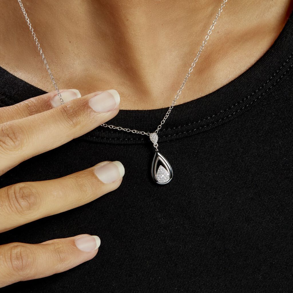 Collier Marina Cera Argent Blanc Céramique Et Oxyde De Zirconium