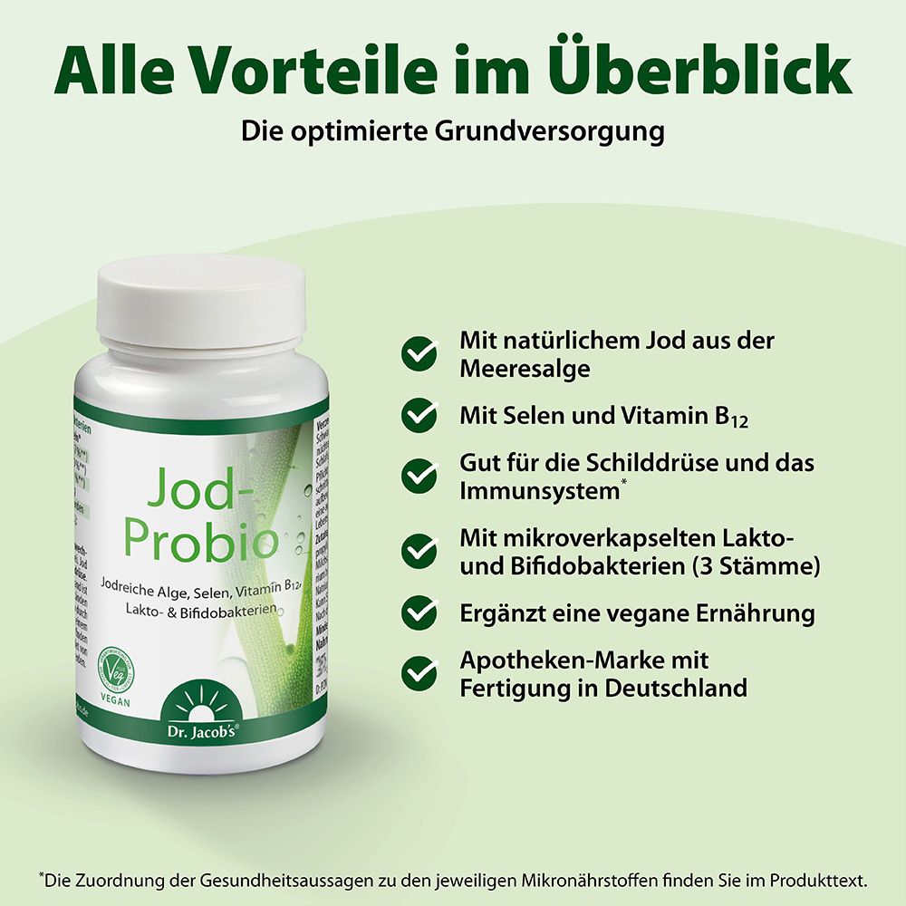 Dr. Jacob's Jod-Probio Milchsäurebakterien Selen Vitamin B12 vegan