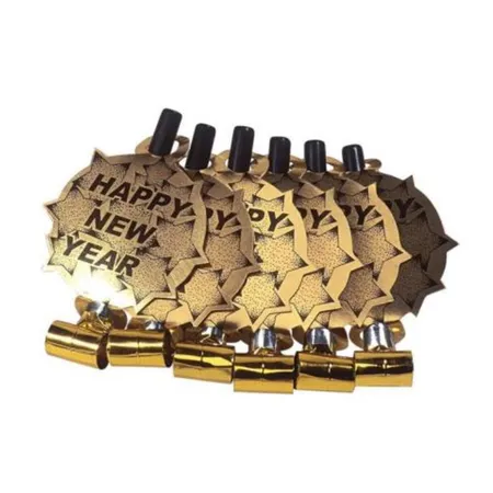Widmann Luftrüssel mit Ton Happy New Year, gold, 6 Stück