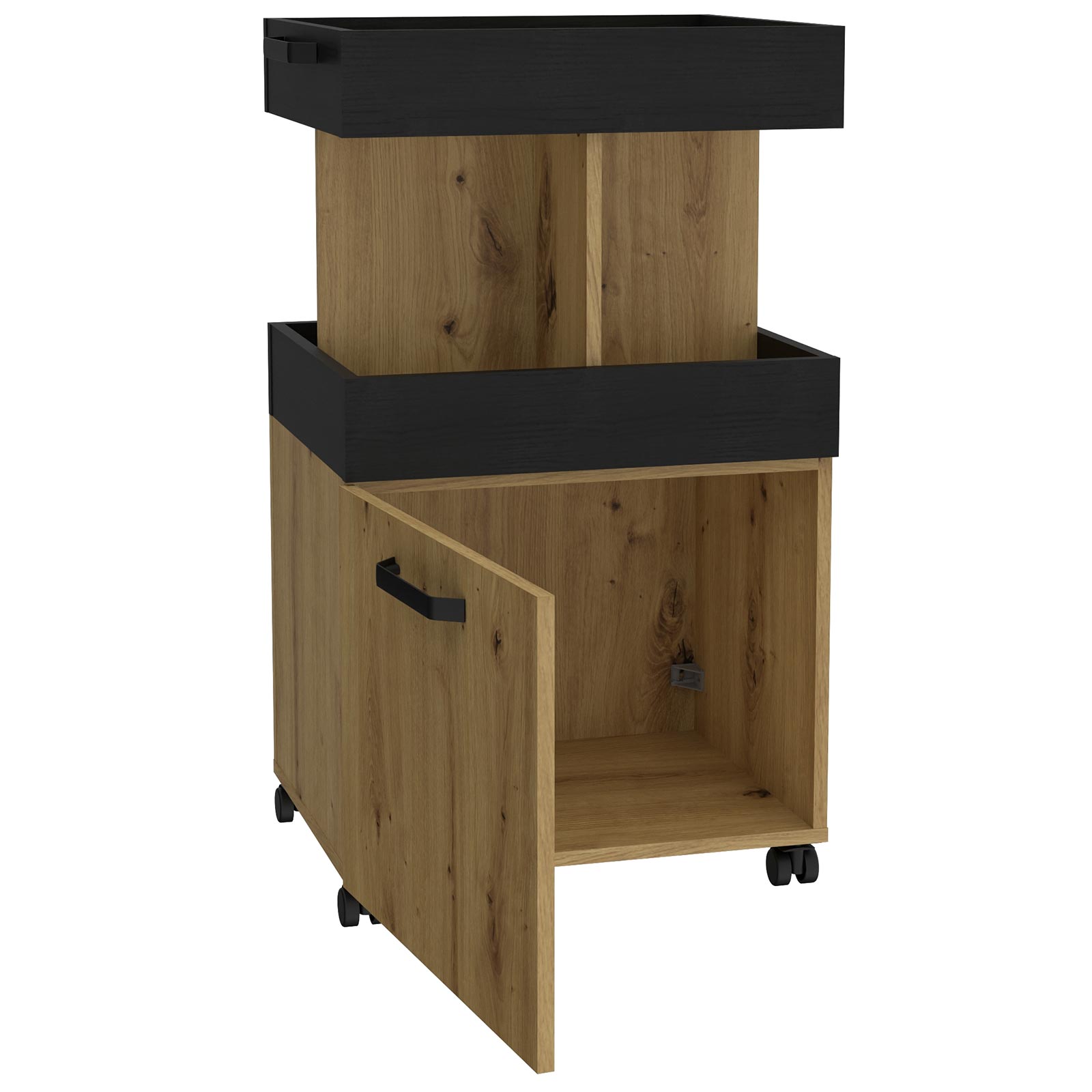 Hausbar - Artisan Eiche - Schwarzeiche - auf Rollen