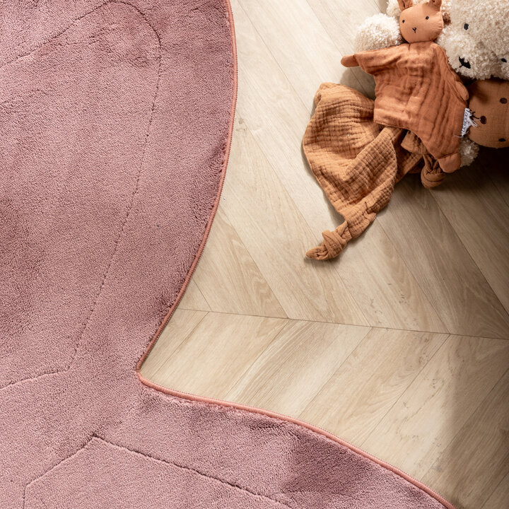 Wasbaar kindervloerkleed - Coco Vlinder Donkerroze