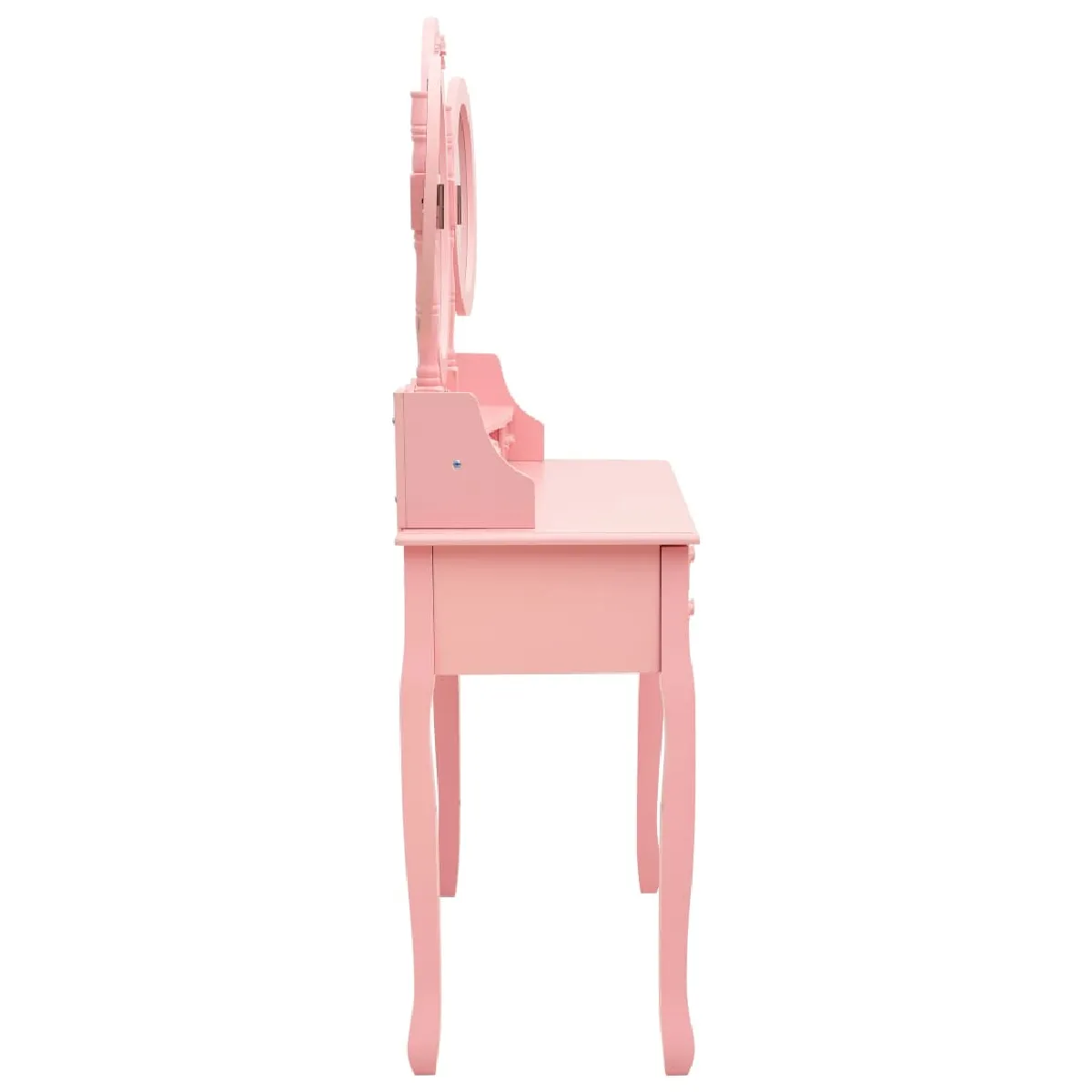 Coiffeuse rose Helloshop26 avec tabouret et miroirs pliables
