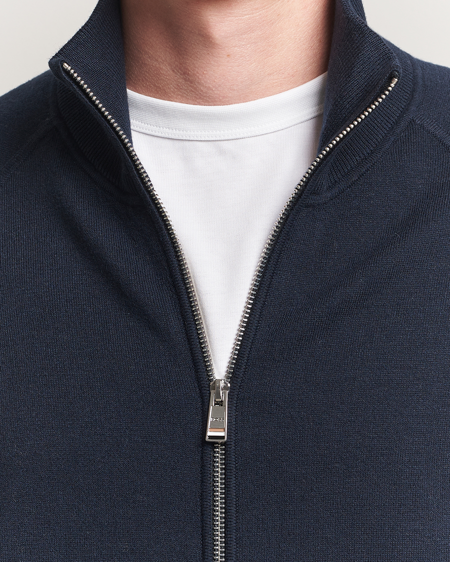 BOSS BLACK Idino Knitted Full Zip Dark Blue