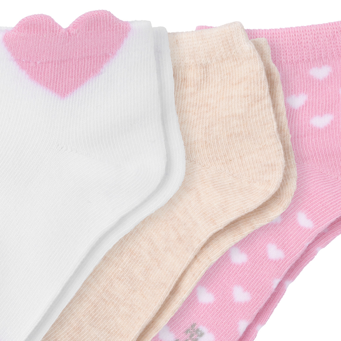 Gina Benotti 3 Paar Mädchen Sneaker-Socken im Set weiss / rosa / beige