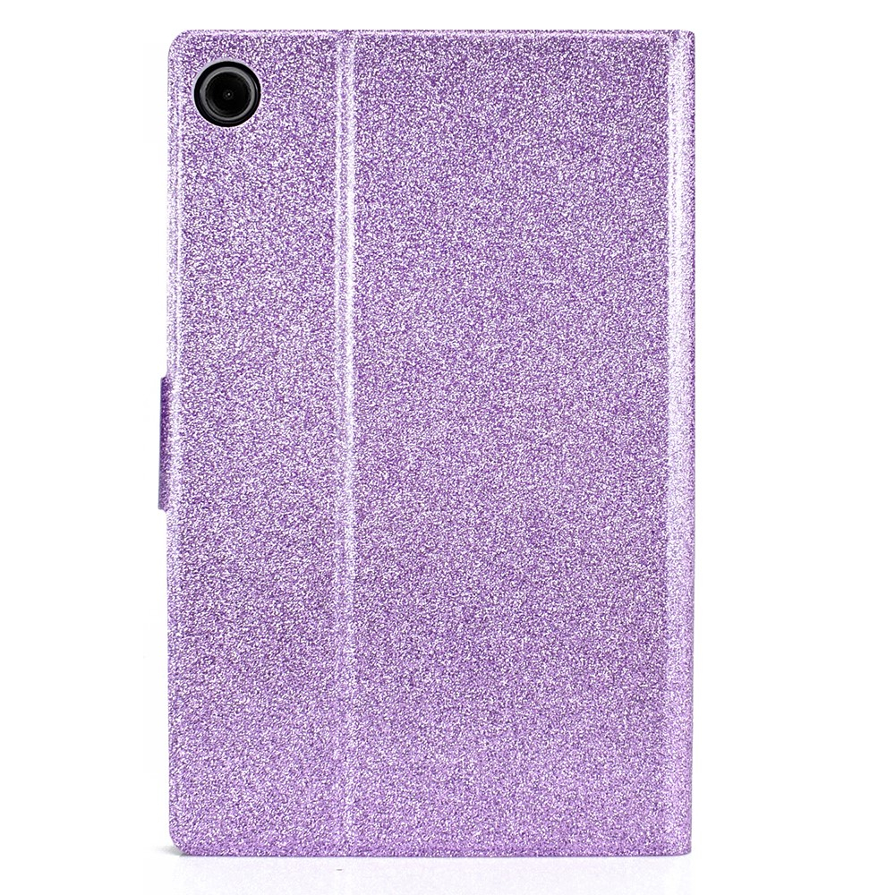 Samsung Galaxy Tab A11 / A9 Leder Tasche Flip Cover mit Glitzer Optik - Lila