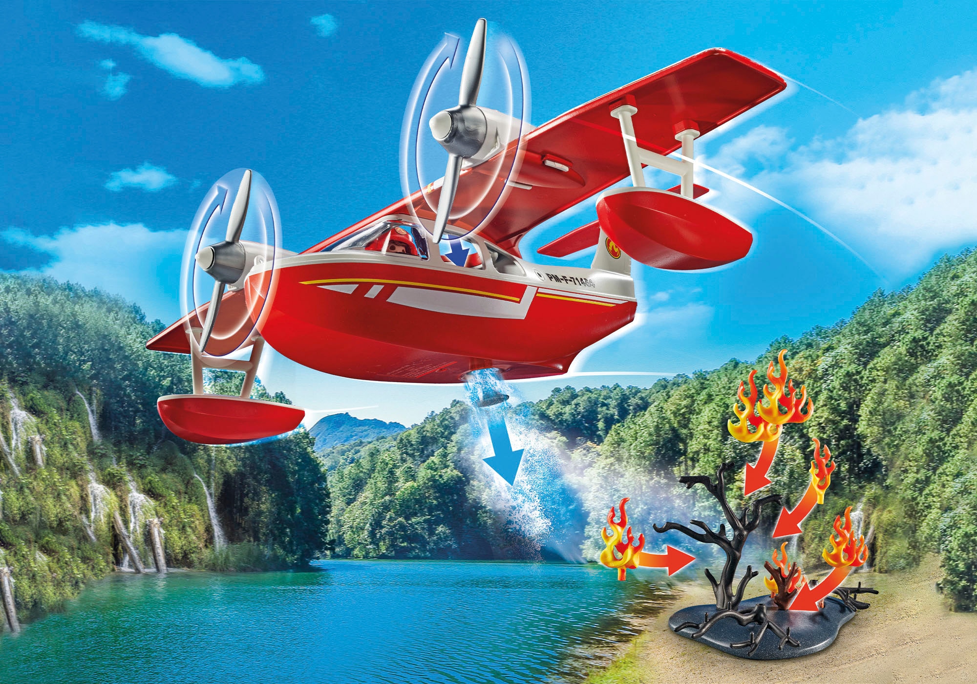 Playmobil® Konstruktions-Spielset »Feuerwehrflugzeug mit Löschfunktion (71463), Action Heroes« Made in Europe
