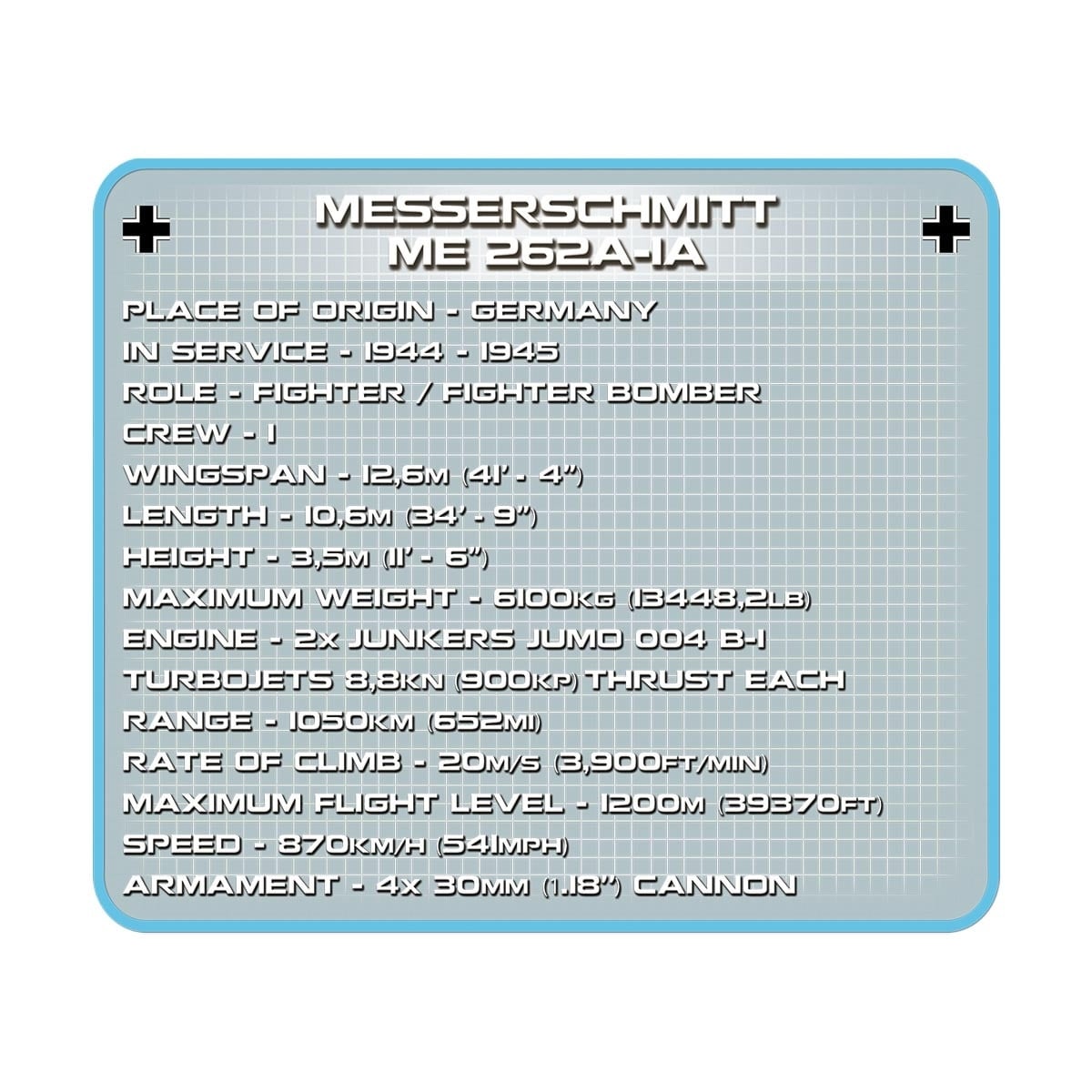 Cobi Messerschmitt ME 262A 1A
