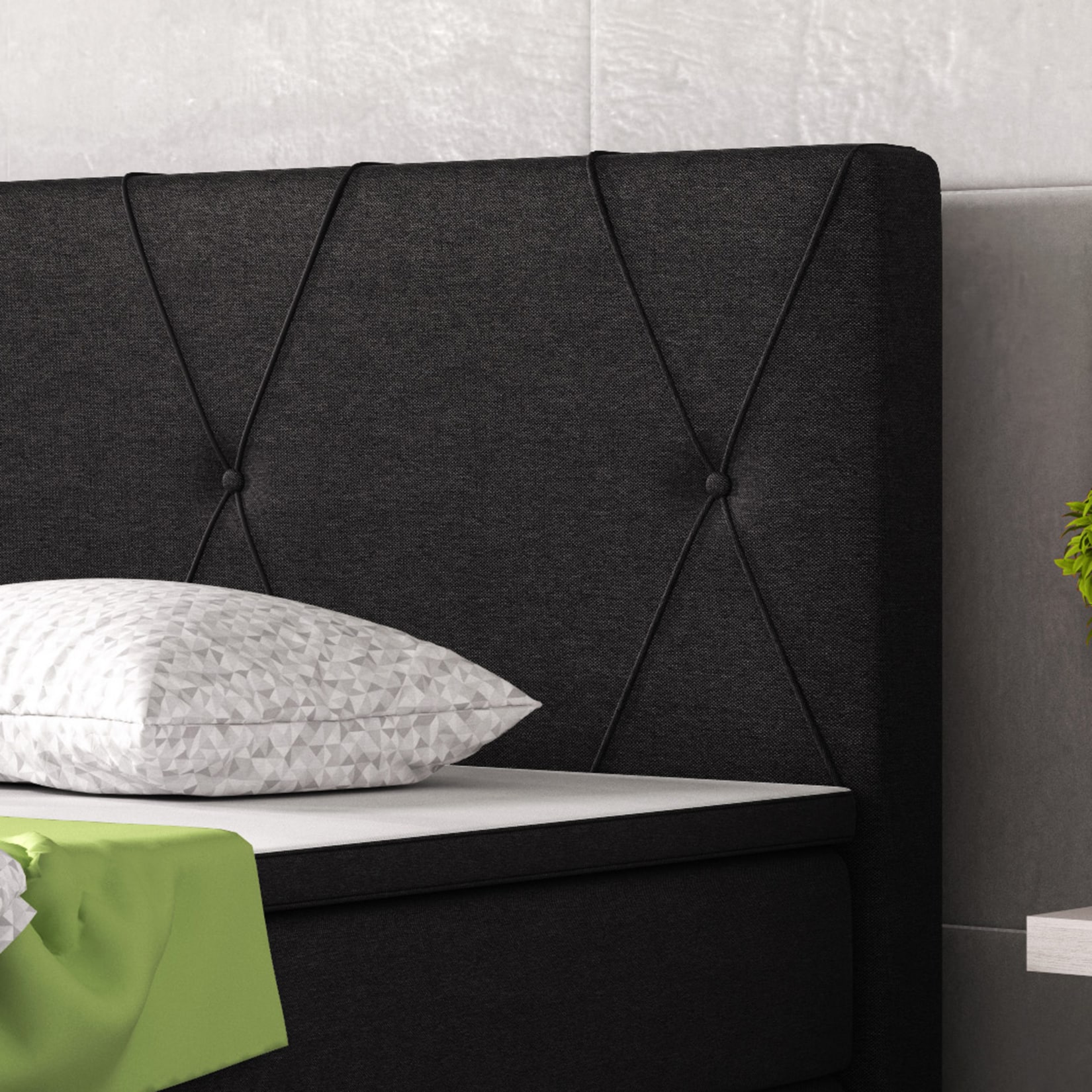 Inter Handels Boxspringbett Boston 180x200 cm schwarz