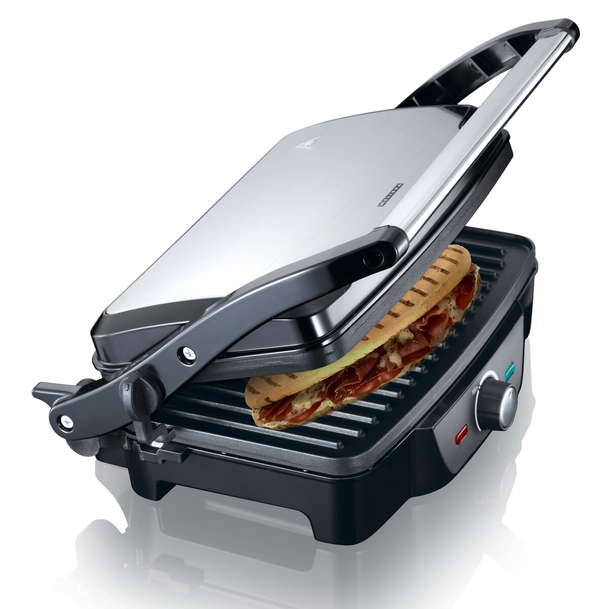 MELISSA 16240108 - Panini-Maschine 1600W, Edelstahl/schwarz