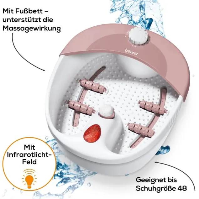 FB 20 Fusssprudelbad Spa Fussbad mit Vibrationsmassage (63605) - Weiss / Rosa