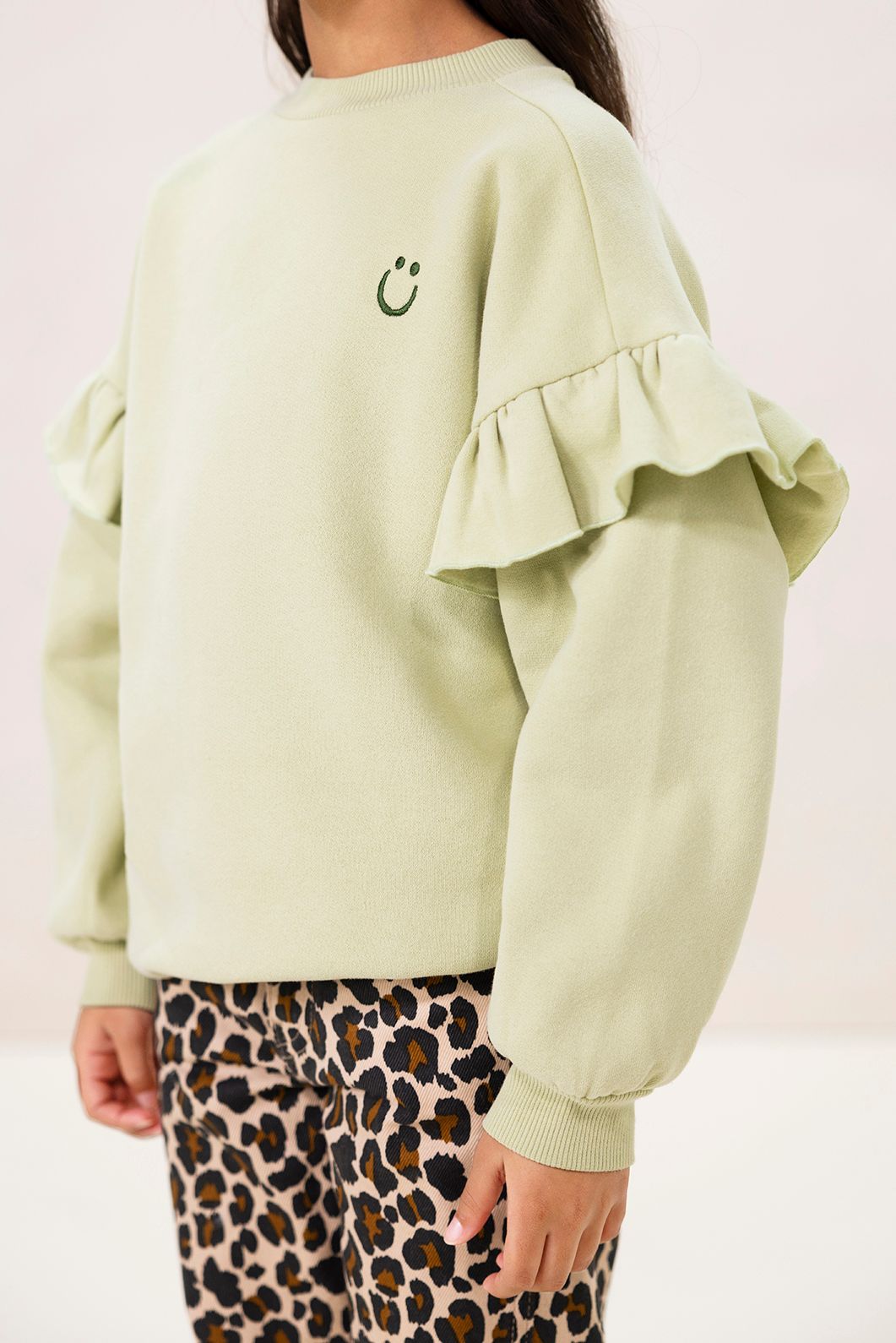 Bruine straight leg jeans met leopard print