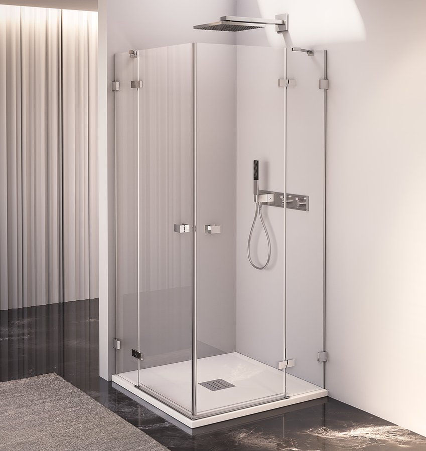 Polysan Fortis Edge hoekcabine met draaideur 120x120cm chroom