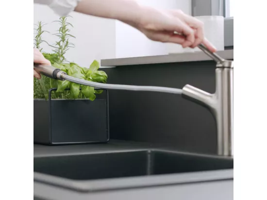 Robinet de cuisine avec douchette HANSGROHE Zesis M33 150 sBox 2 jets aspect acier inox + nettoyant Briochin
