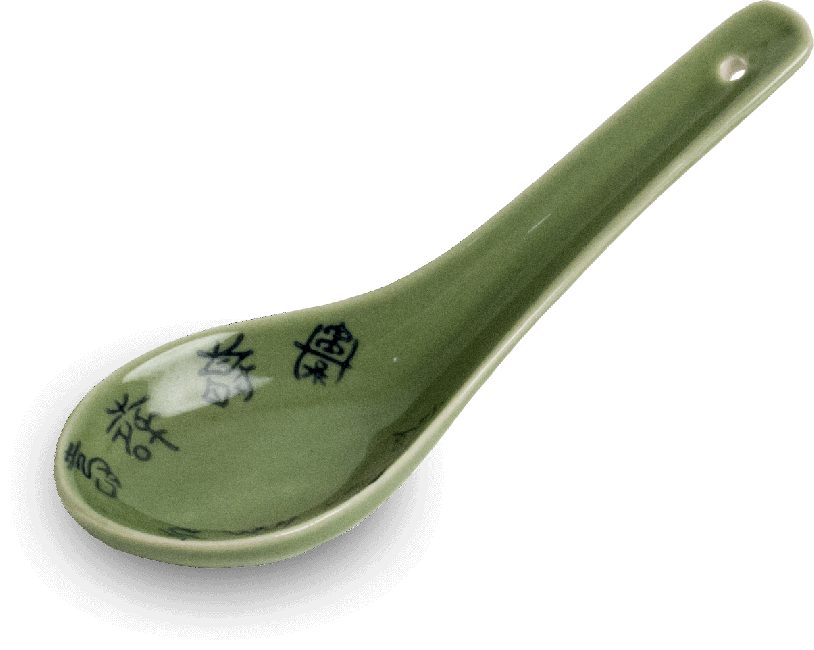 Oriental Lepel Celadon met Chinese Tekens motief 12.5cm
