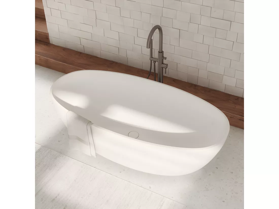 baignoire îlot OMNIRES SHELL M+ 160X75 CM couleur : blanc finition : matbonde et siphon inclus