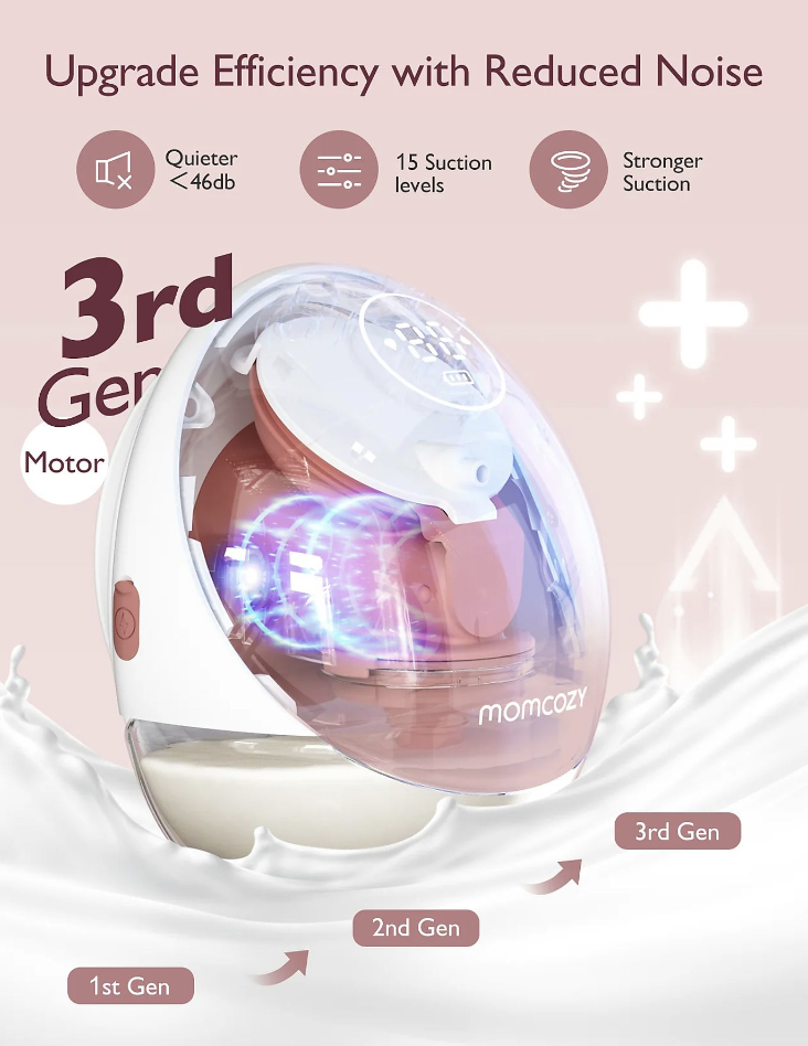 Mobile Flow M9 Single Baby Mutter Milchpumpe Freihändige Brustpumpe für Unterwegs (BP225-NR70BA-A) - Rosa