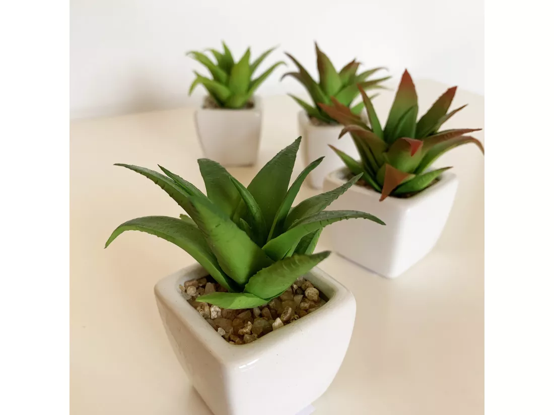 Wellhome lot de 12 cactus cereus artificiels pot en céramique, 9 x 5 x 5 cm