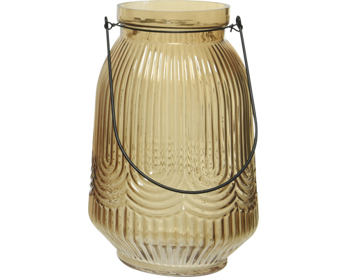 Glazen windlicht Ø 16 cm H 24 cm lichtbruin