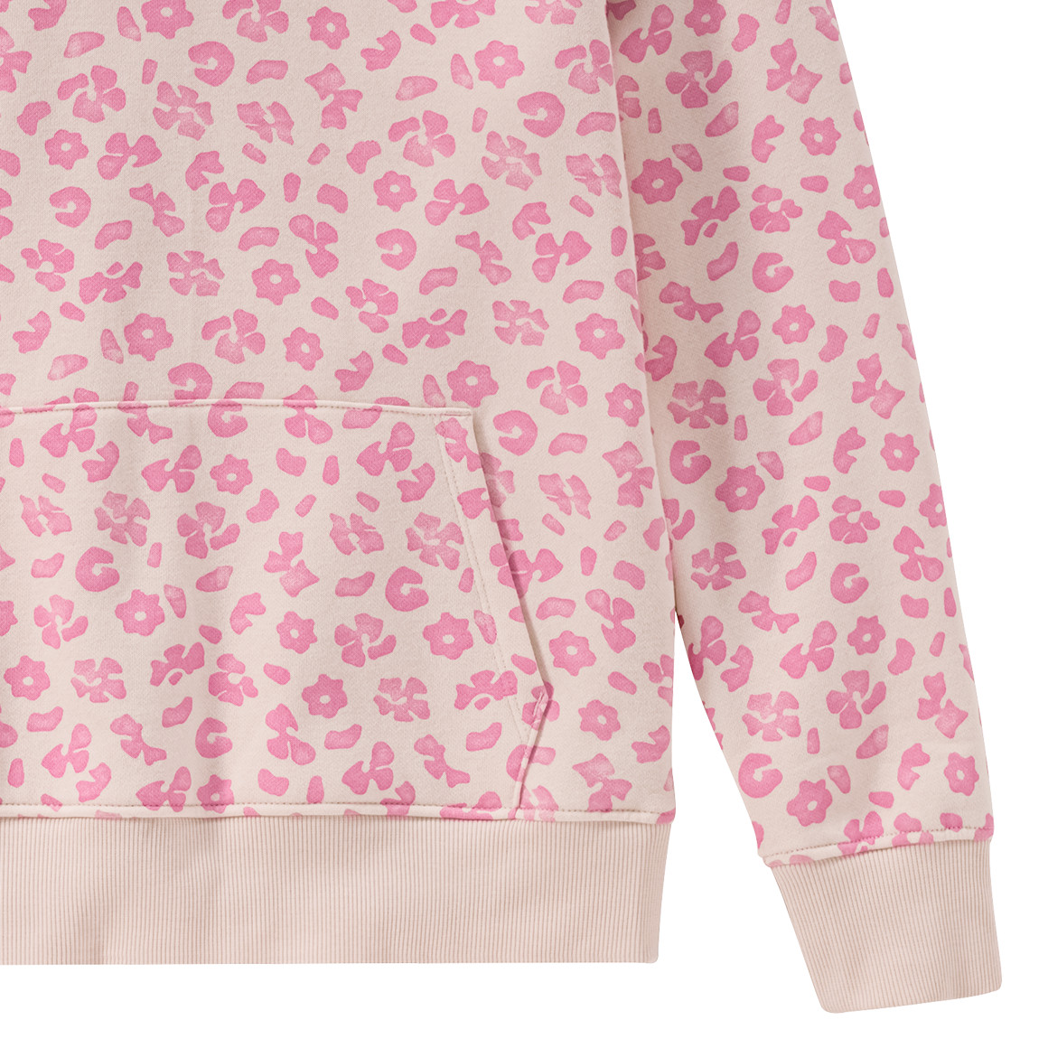 Yigga Mädchen Hoodie mit Allover-Print hellbeige / rosa