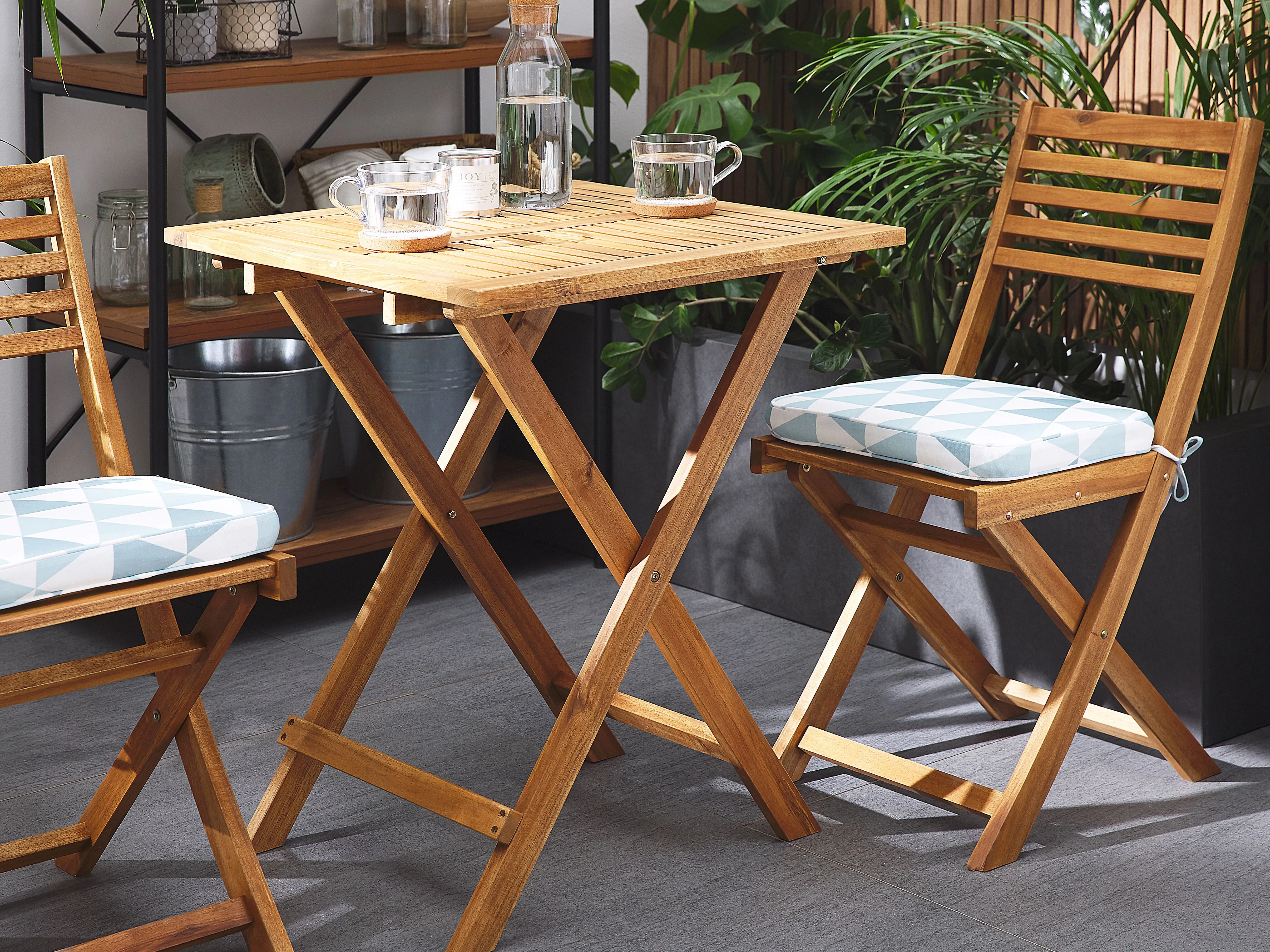 Bistroset met kussens inklapbaar FIJI Acaciahout Blauw
