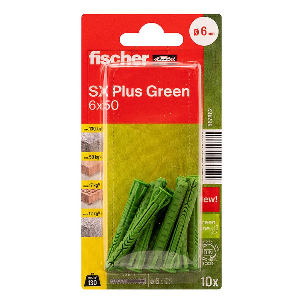 NYLONPLUGG FISCHER 6X50MM 10STK