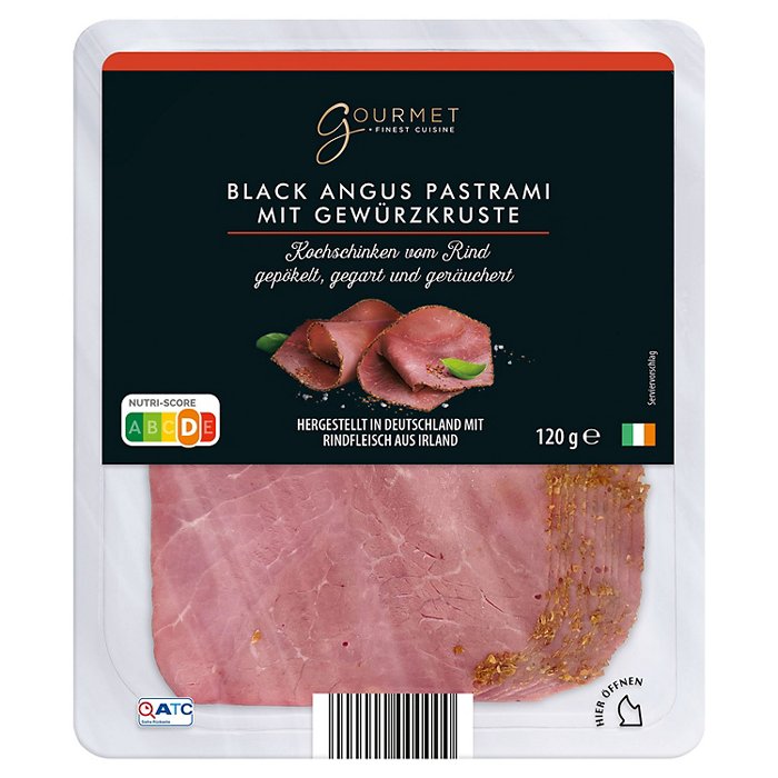 GOURMET FINEST CUISINE Black Angus Pastrami 120 g, Gewürzkruste