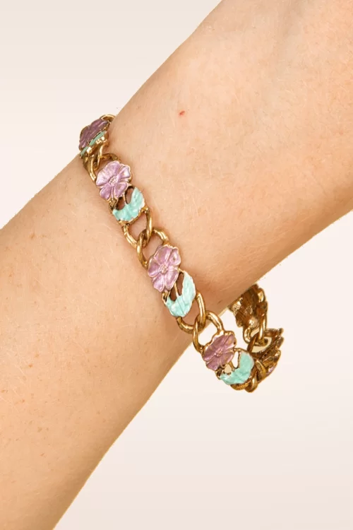 Urban Hippies Vintage Garland armband in lila en turquoise