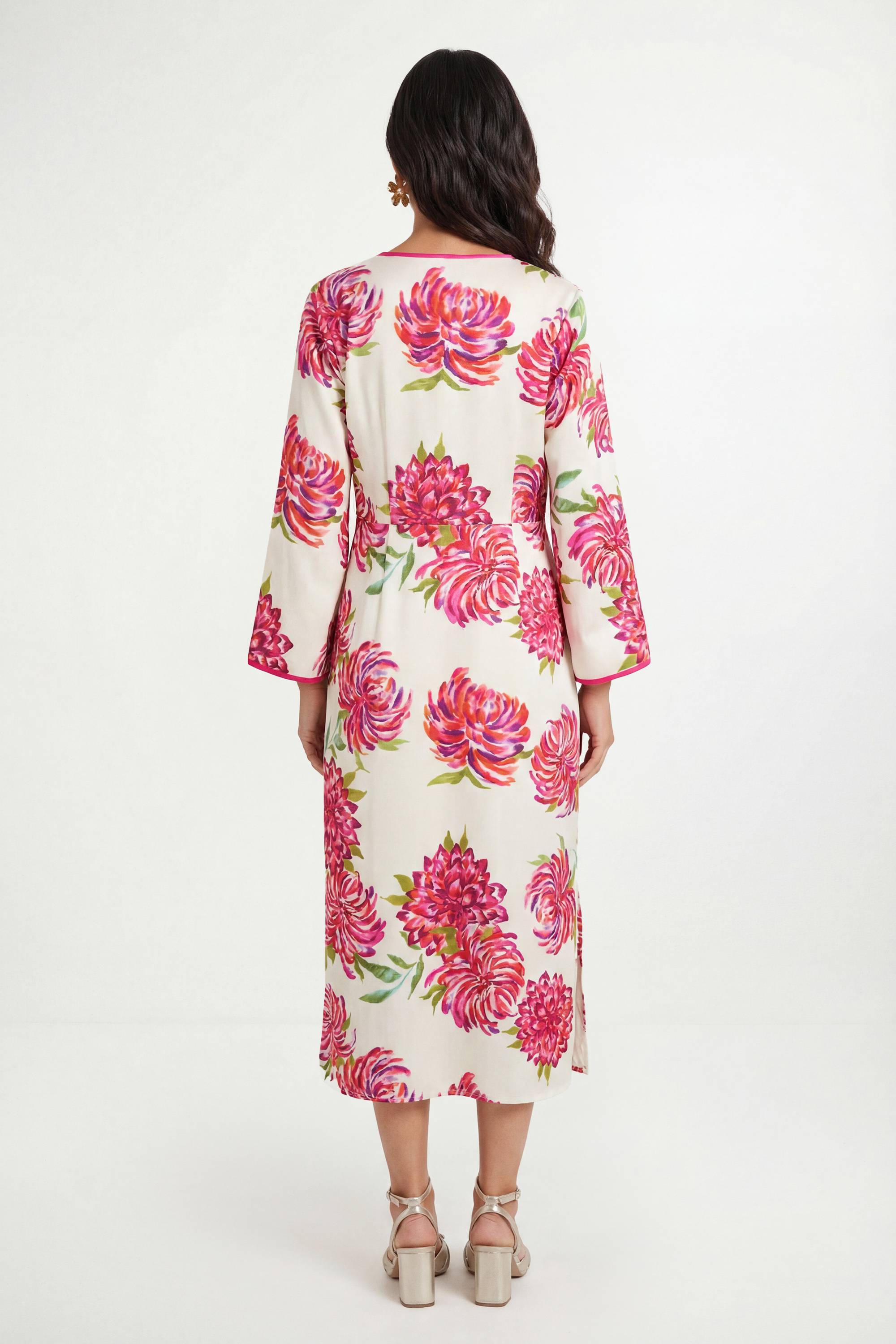 Wallis Robe Midi En Satin À Imprimé Floral Contrasté