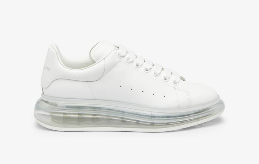Alexander McQueen Men's Oversized Transparent Sole Sneaker in White