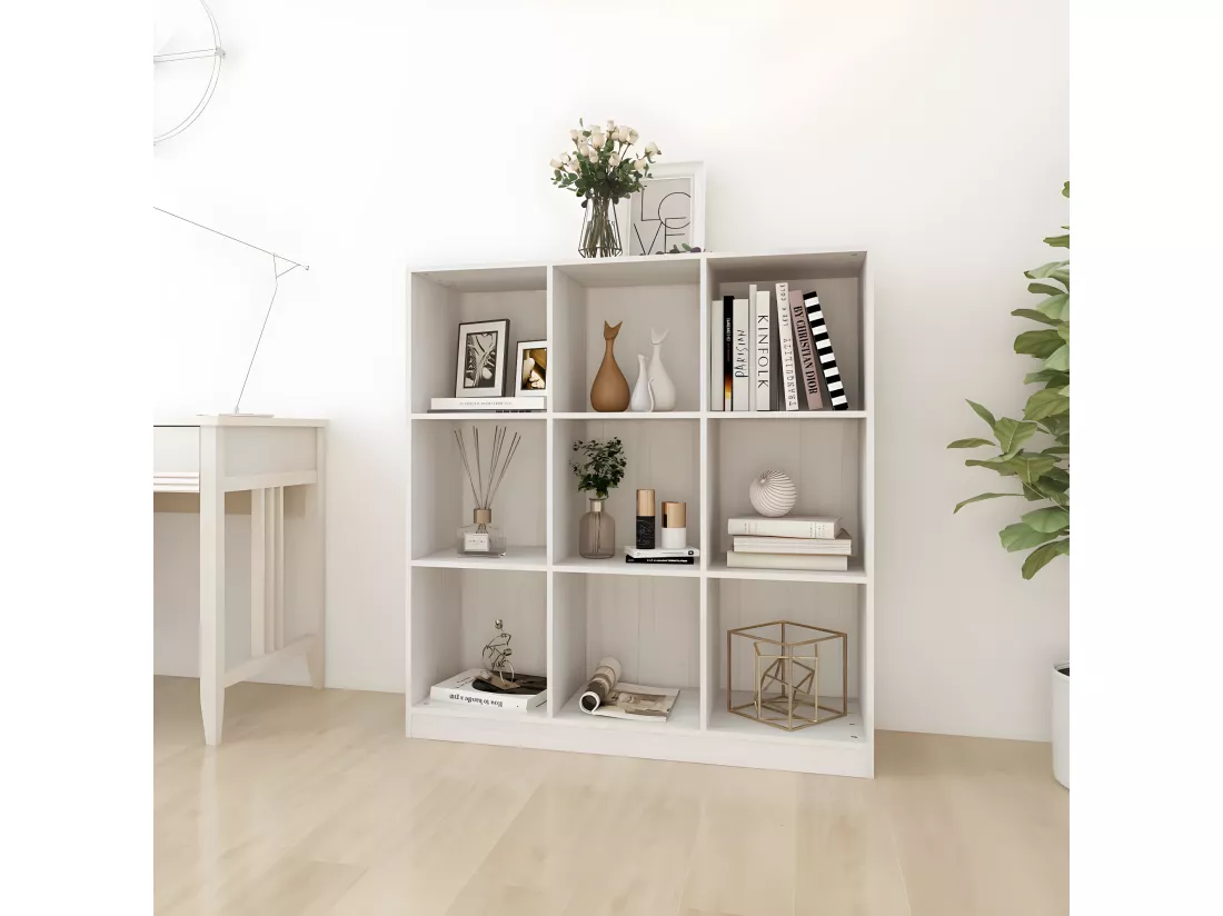 Bibliothèque/Séparateur de pièce Blanc 104x33,5x110 cm Pin