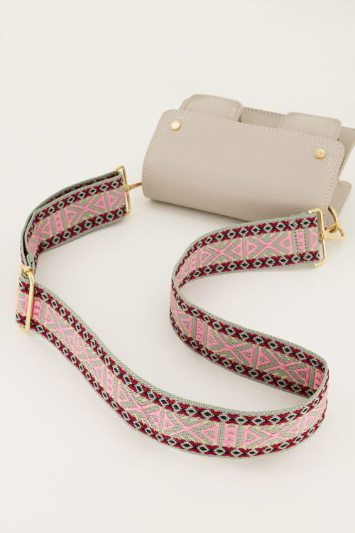 Multikleur bag strap met ikat print