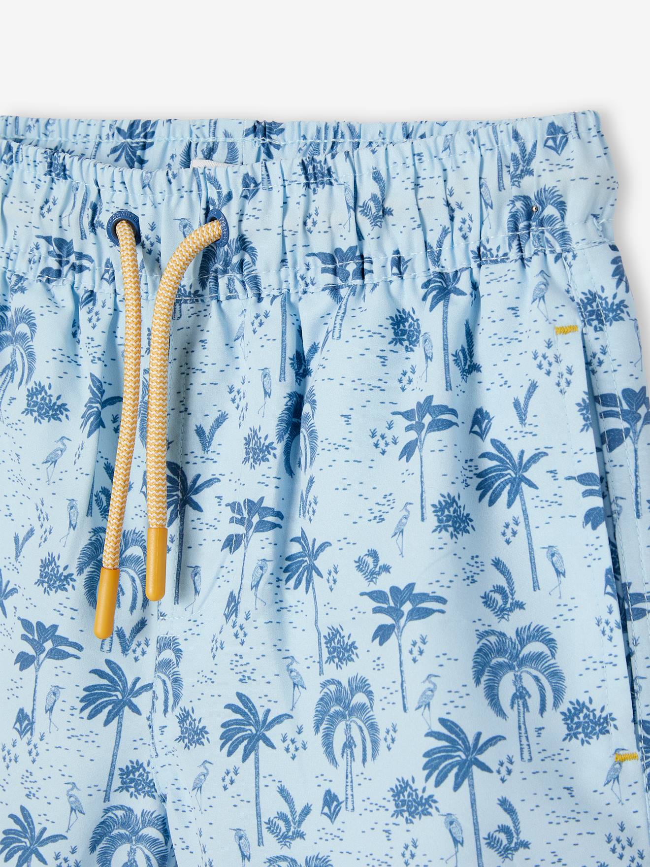 Calção de banho azul claro estampado para meninos