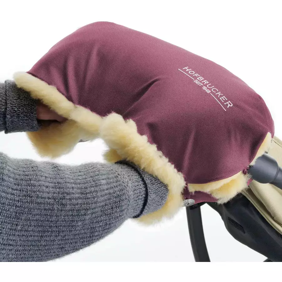Hofbrucker LammfellhandWärmer für Kinderwagen Lammfell Handmuff Hergestellt in Deutschland pflaume
