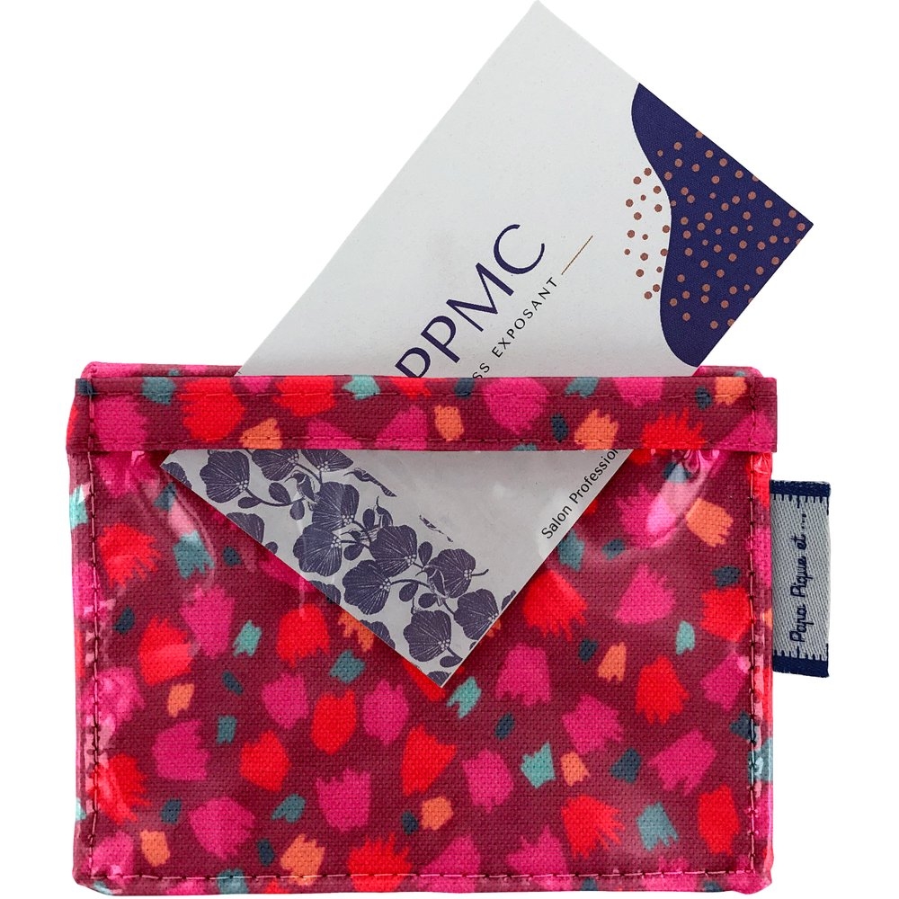 Porte Badge Pompons Cerise